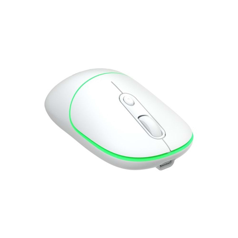 LENOVO LECOO WS210 Kablosuz + Bluetooth Sessiz Şarjlı 1600dpi Optic Beyaz Mouse