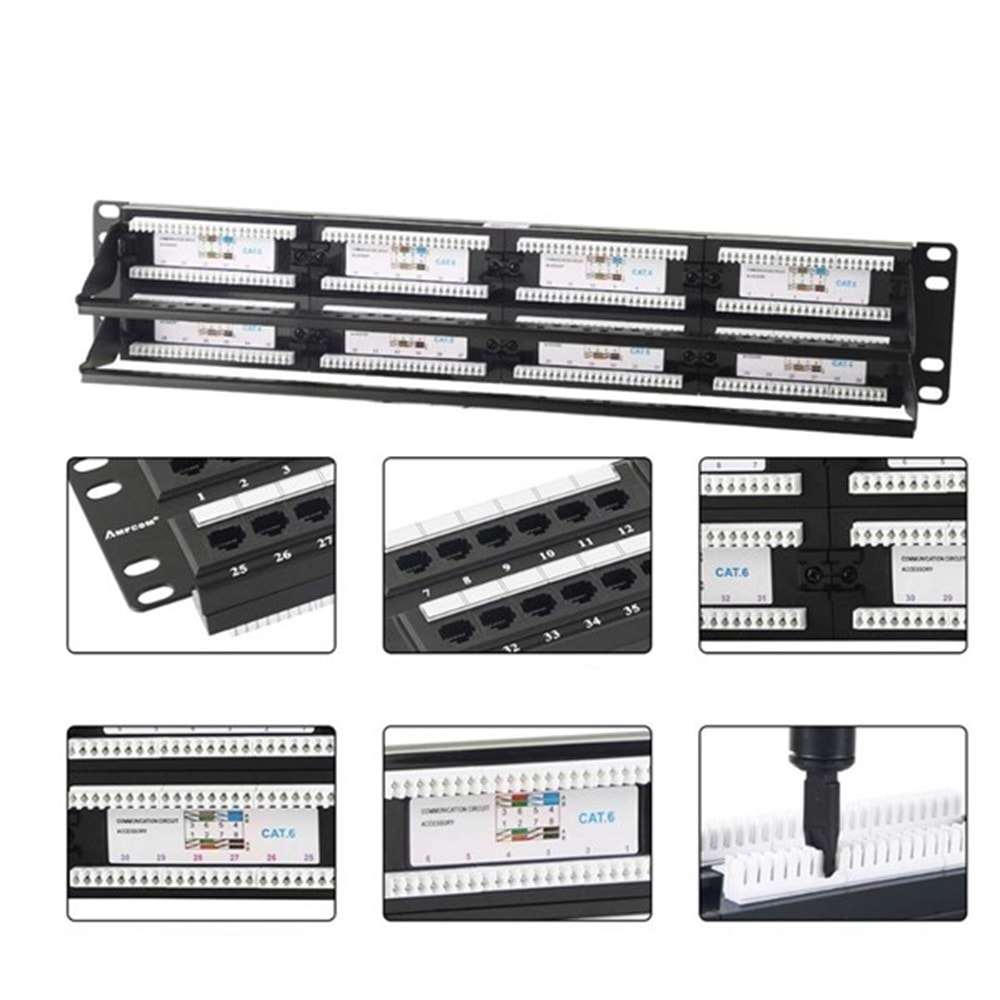 ODS 2U 48port Cat6 Utp Bakır Patch Panel PP-UCS-2548