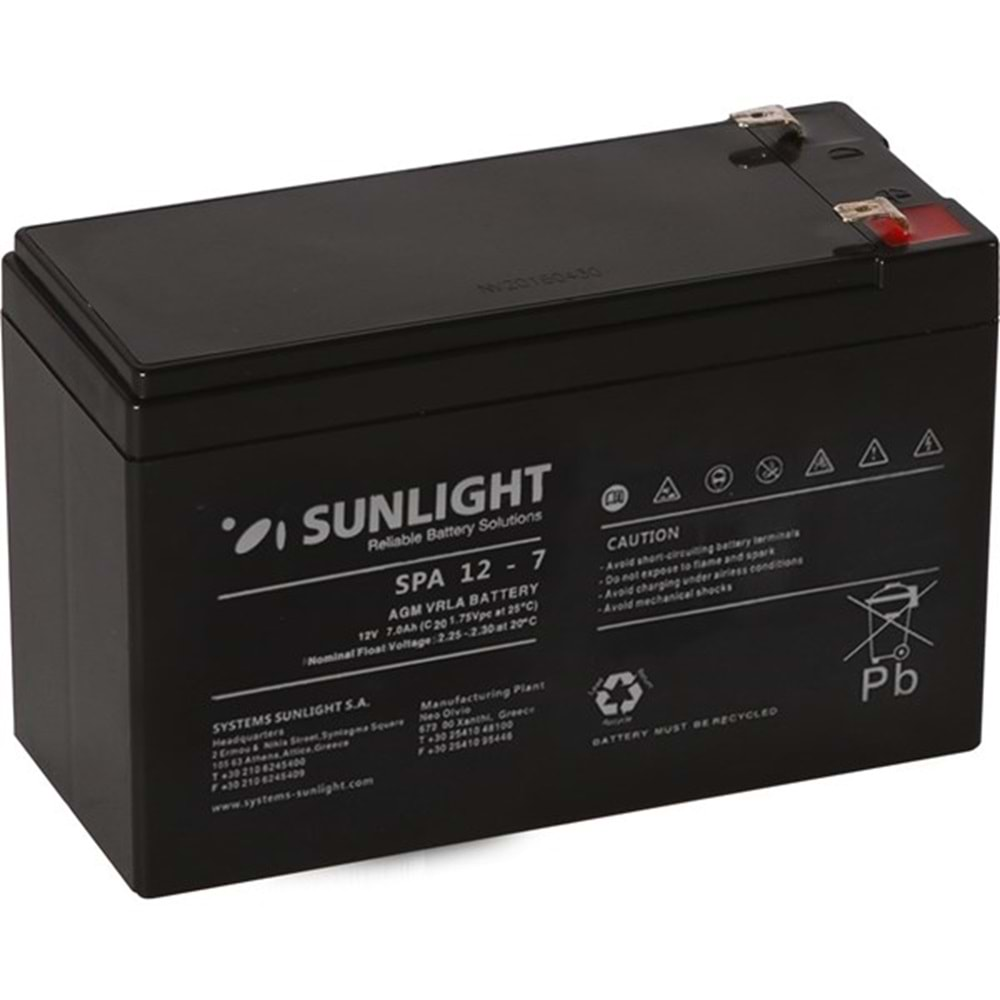 SUNLIGHT 12v 9amper SPA 12-9 Kuru Tip Akü Avrupa Üretim