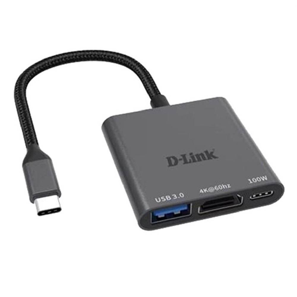 D-LINK DUB-C103 0.15metre TYPE-C - HDMI_USB 3.0 Çevirici Adaptör Gold 4K-60Hz/100W