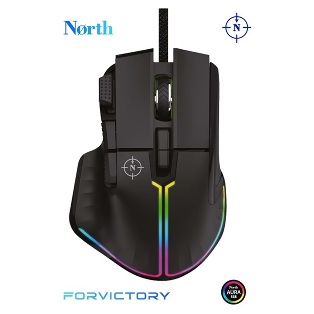 NORTH Ragnarok USB 12800dpi Gaming Siyah Mouse RGB