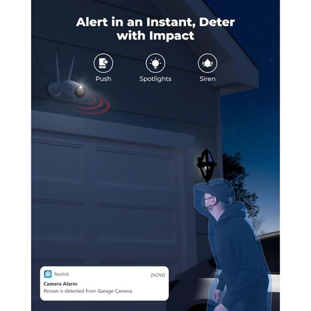 REOLINK 8MP WIFI BULLET 2,8mm RLC-810WA IP Güvenlik Kamerası Wlan (Kablosuz) IP67, Renkli