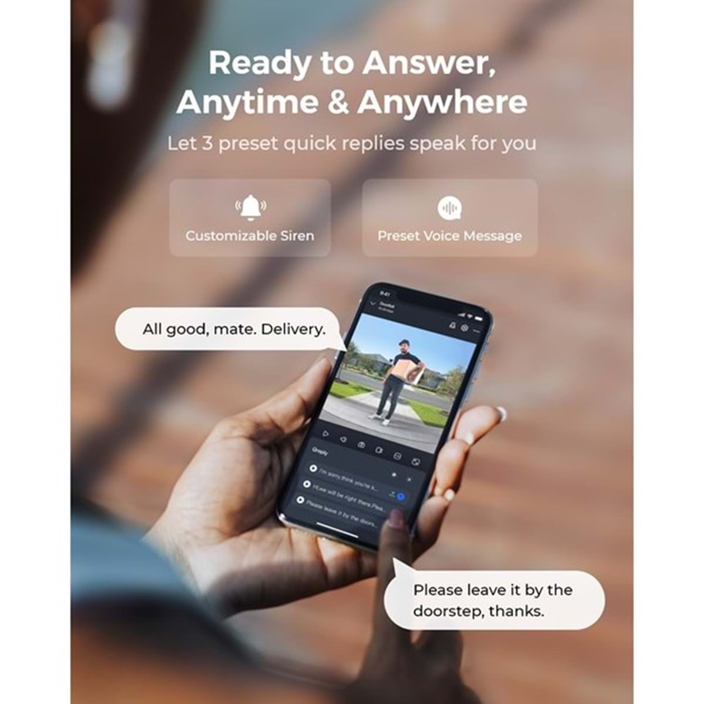 REOLINK 4MP WIFI Dorbell Bataryalı Kapı Zili PoE