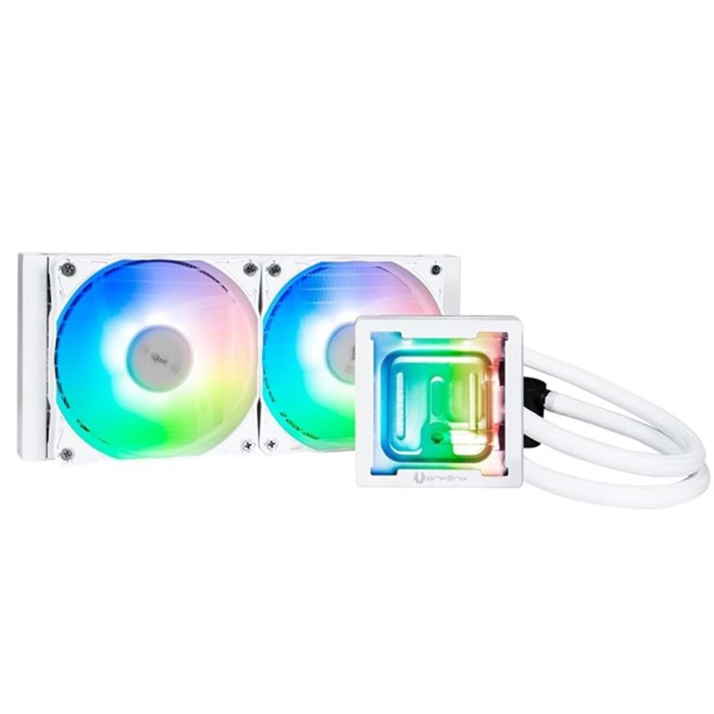 BITFENIX 240mm CUBE 240 AIO-240-WW27A-RP ARGB Sıvı Soğutmalı AM5-11851p İşlemci Fanı Beyaz