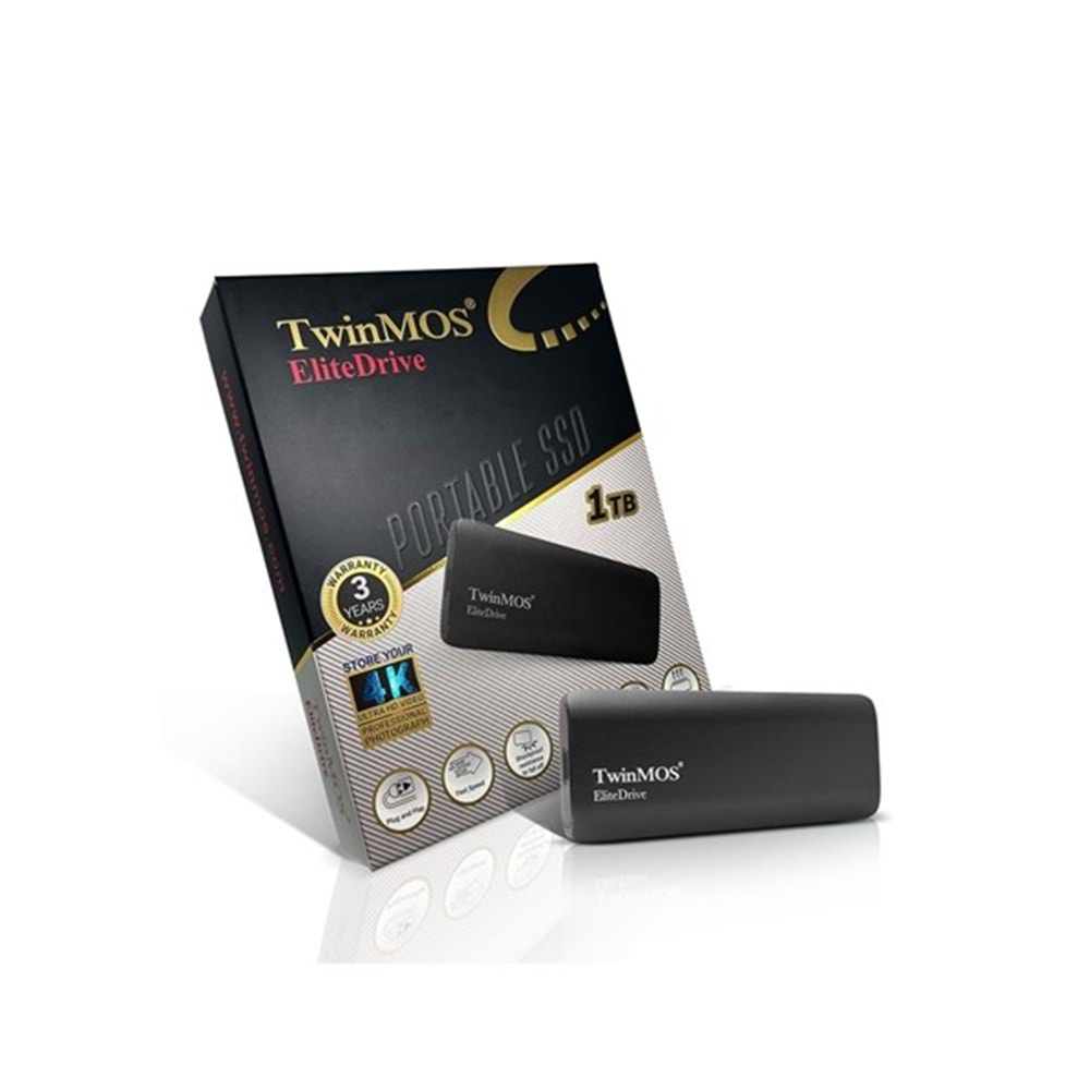 TWINMOS 1TB SSD ELITE DRIVE PSSDGGBMED32 Type-C Harici Disk Siyah