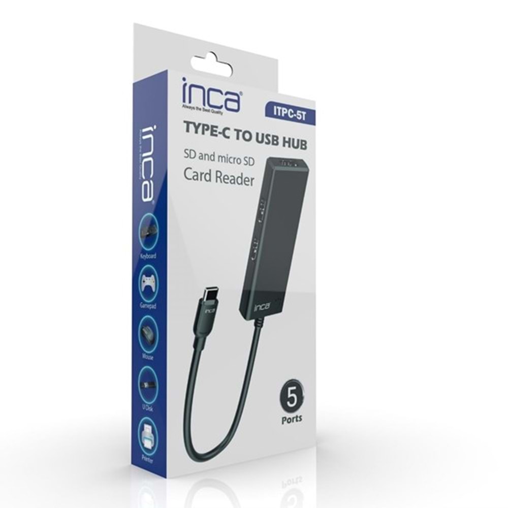INCA ITPC-5T 4port Type-C Kart Okuyucu USB Çoklayıcı Hub