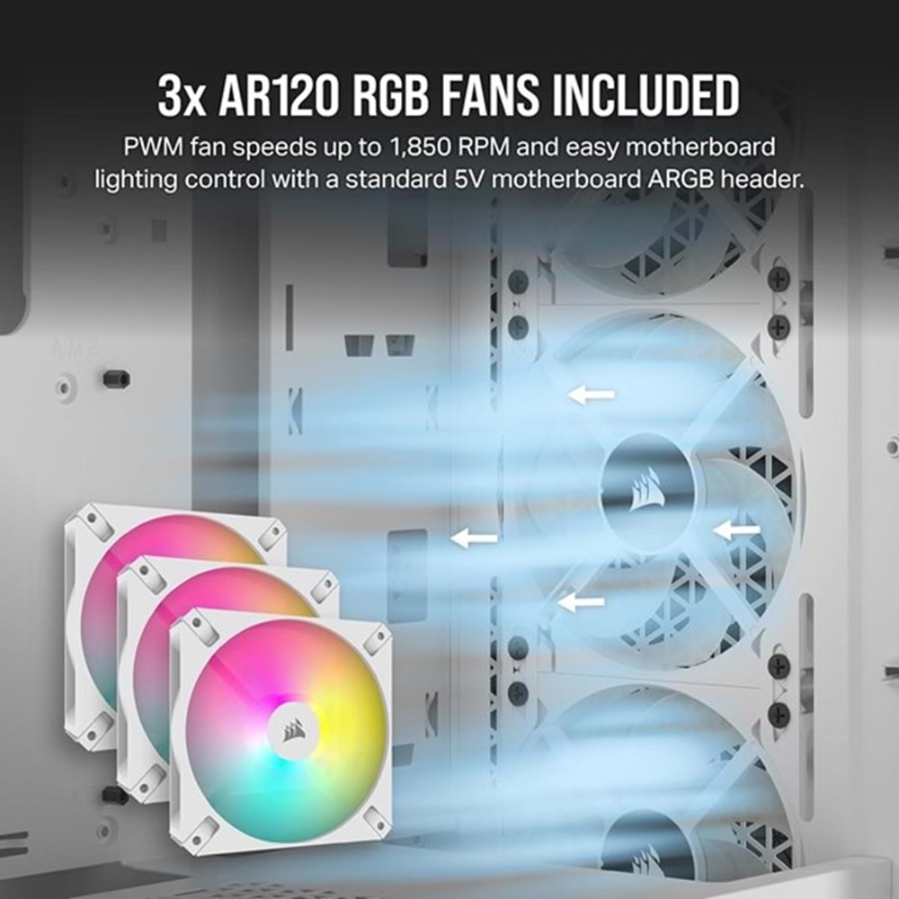 CORSAIR 3000D CC-9011256-WW RGB GAMING MID-TOWER PC KASASI BEYAZ