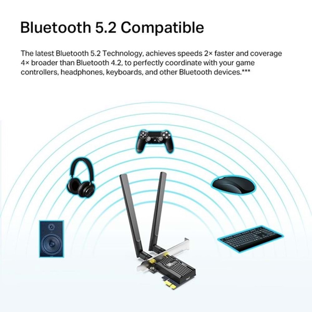 TP-LINK ARCHER TX20E AX1800 Wi-Fi 6 Bluetooth 5.2 PCIe Kablosuz Ağ Adaptörü
