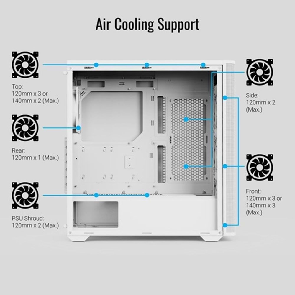 AEOROCOOL DA501A GAMING MID-TOWER PC KASASI BEYAZ