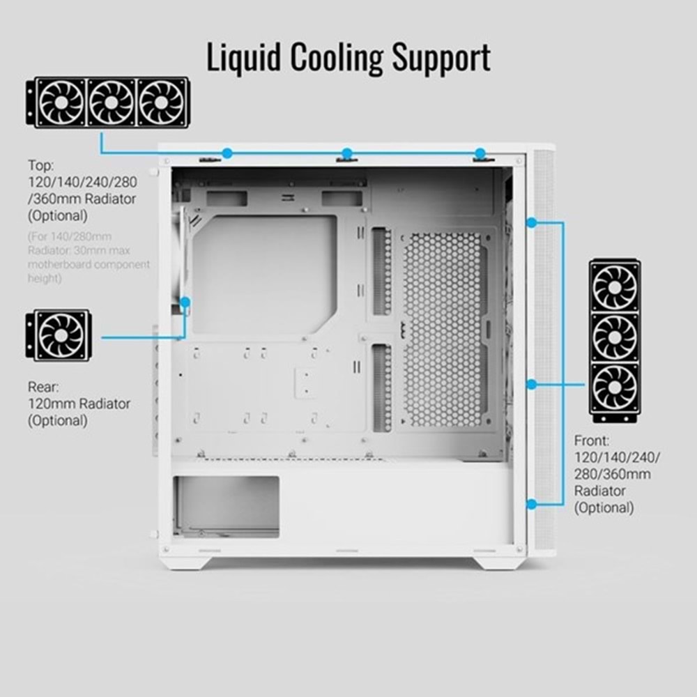 AEOROCOOL DA501A GAMING MID-TOWER PC KASASI BEYAZ