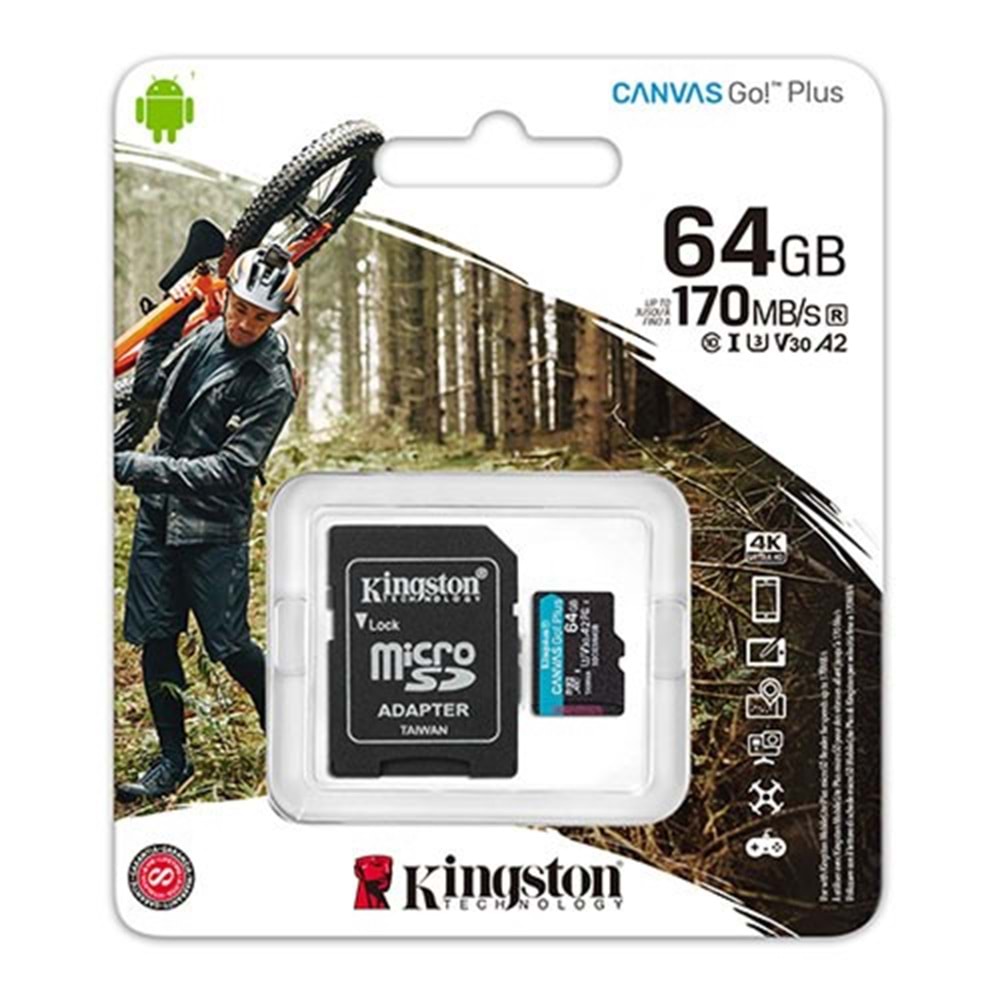 KINGSTON 64GB mıcroSD Canvas Go SDCG3/64GB HAFIZA KARTI