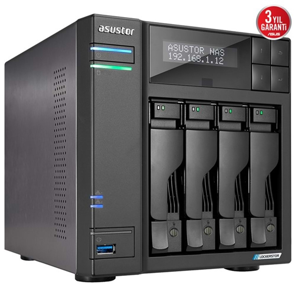 ASUSTOR LOCKERSTOR 4 Gen2 AS6704T-4GB CELERON N5105-4GB RAM-4diskli Nas Server (Disksiz)