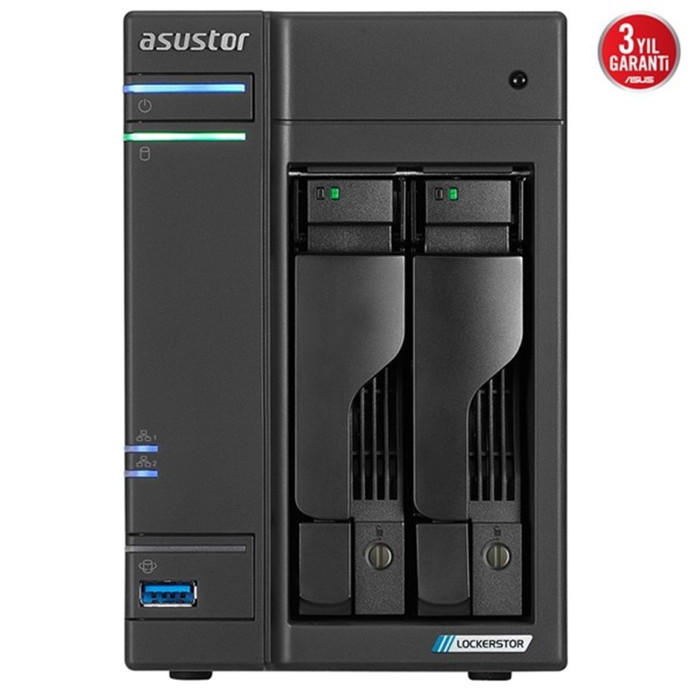 ASUSTOR AS6702T-4GB CELERON QC N5105 4GB RAM-2-diskli Nas Server (Disksiz)