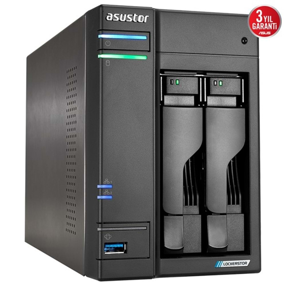 ASUSTOR AS6702T-4GB CELERON QC N5105 4GB RAM-2-diskli Nas Server (Disksiz)