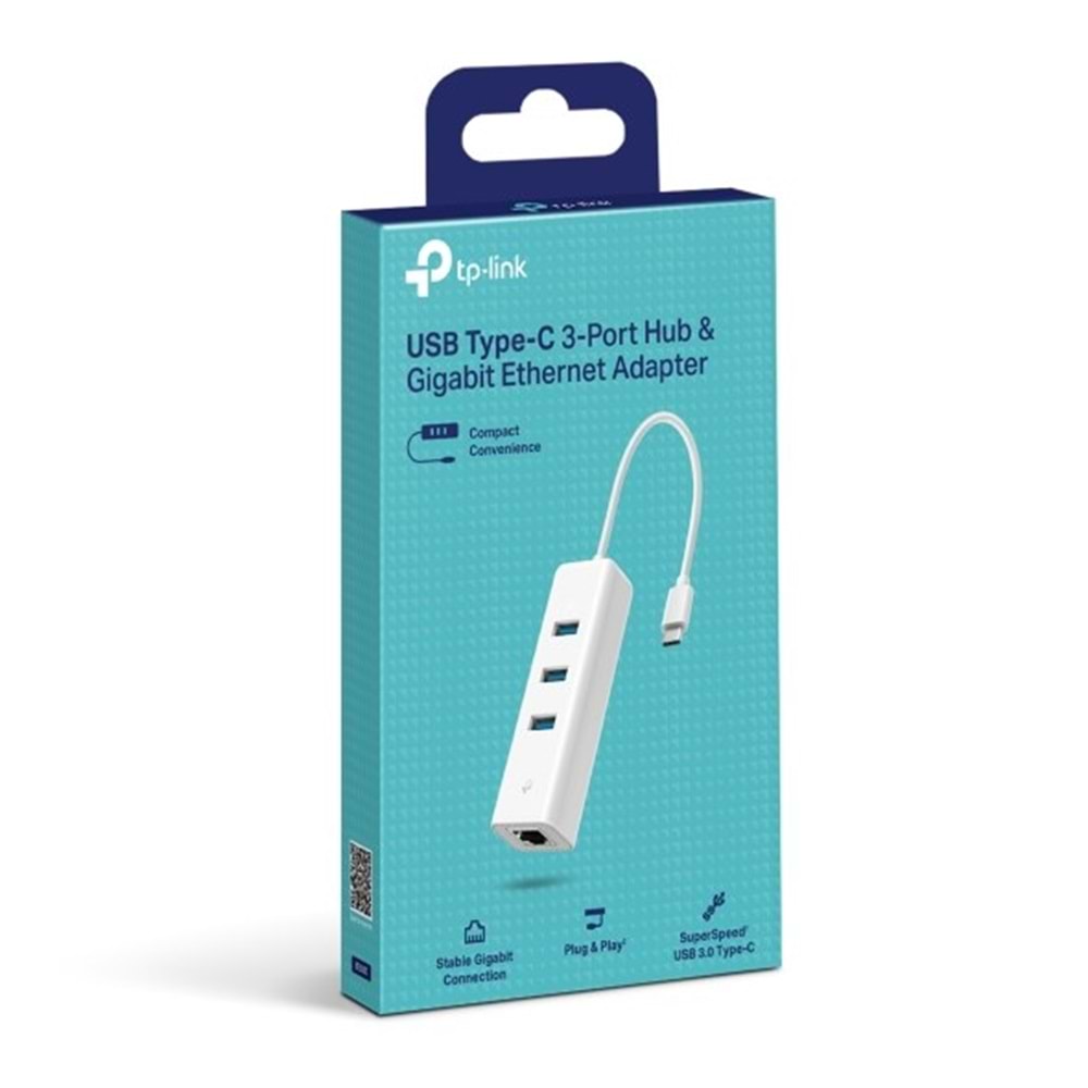 TP-LINK UE330C USB Type-C 3-Port Hub ve Gigabit Ethernet Adaptörü