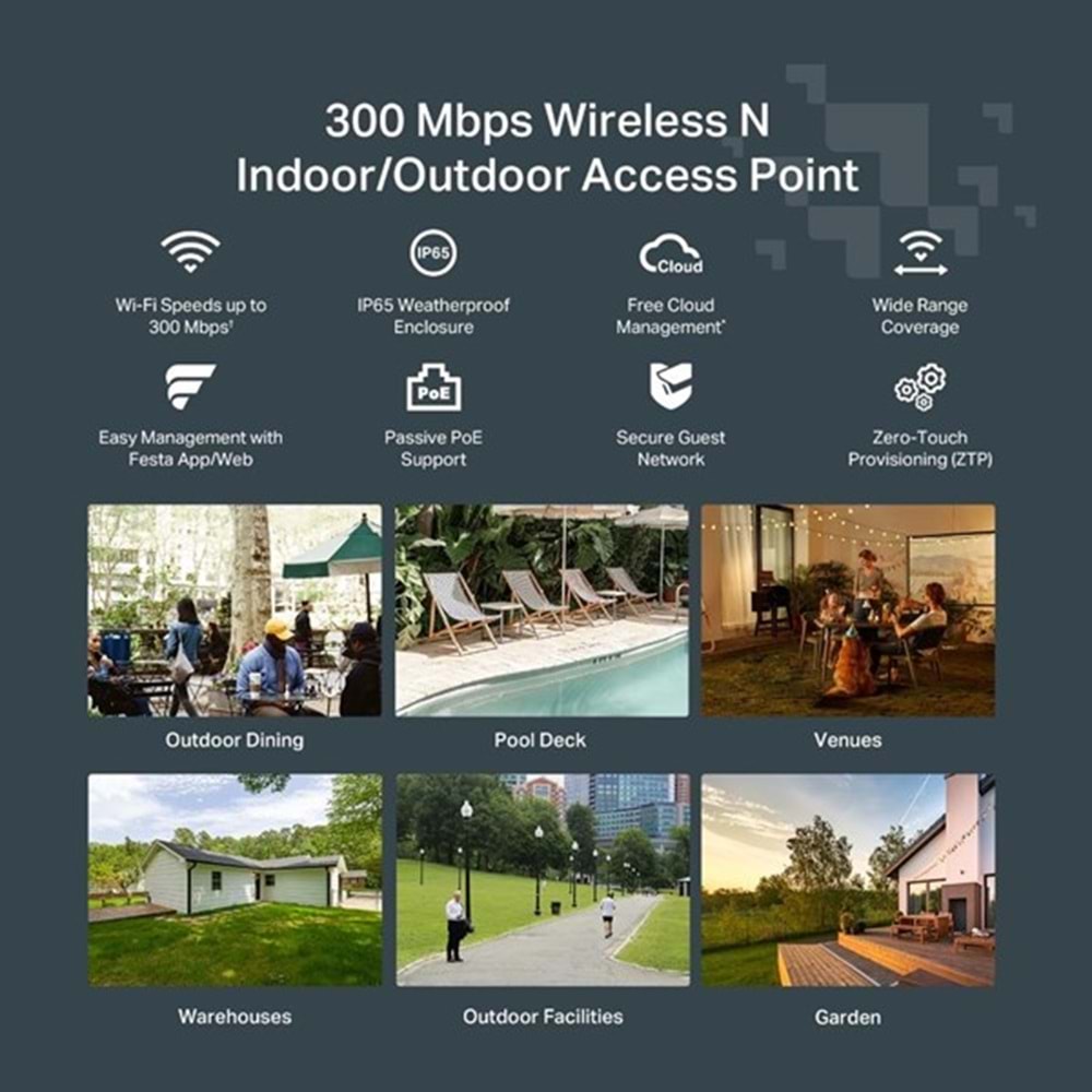 TP-LINK FESTA F41-OUTDOOR N300 DAHİLİ-HARİCİ ACCESS POINT