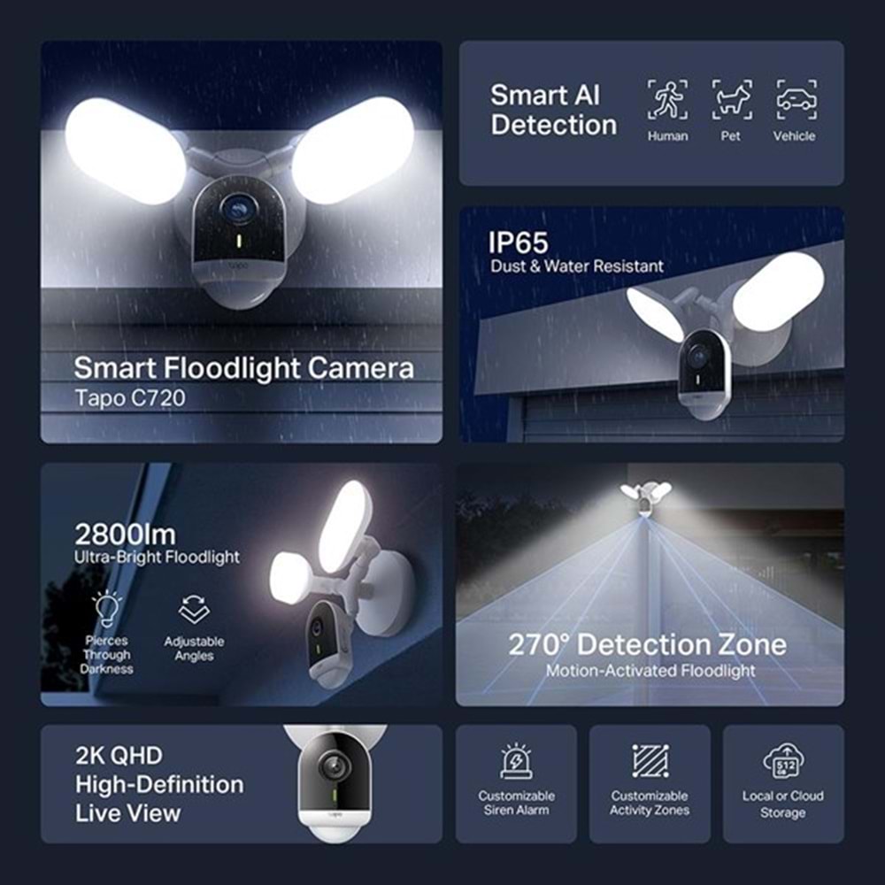 TP-LINK 4MP TAPO C720 IP Akıllı Projektor Kamera