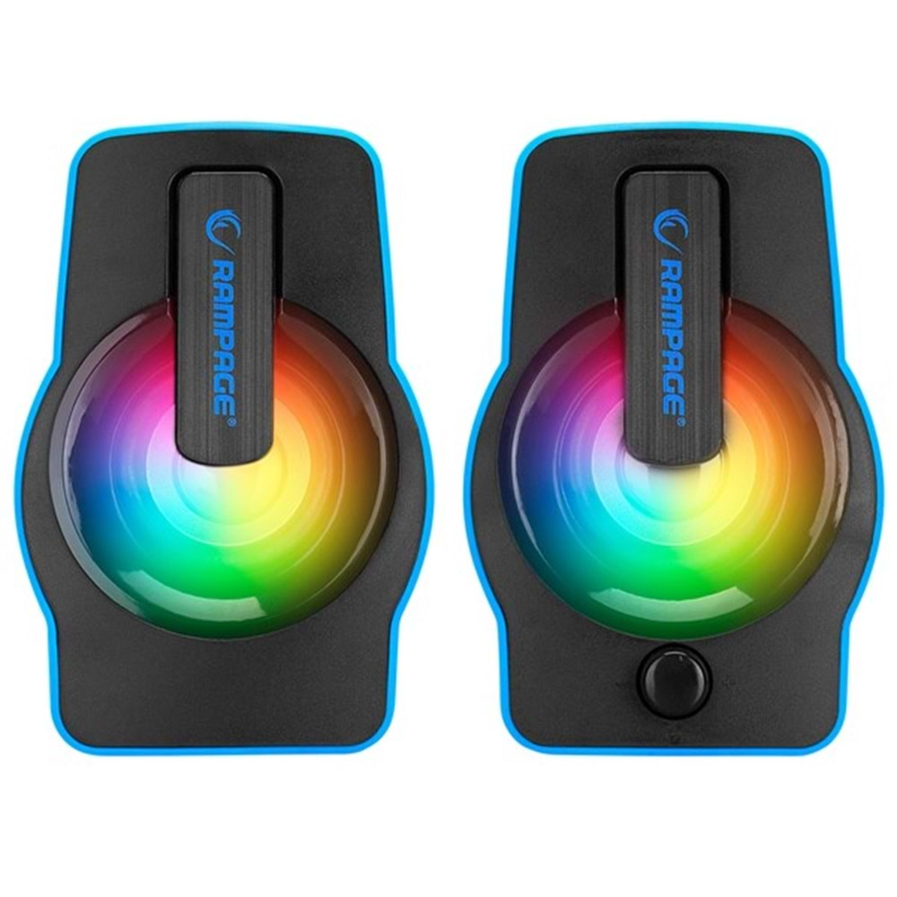 Rampage RMS-G7 FALSETTO 2.0 6 Watt RGB Ledli Mavi Multimedia Gaming USB Speaker