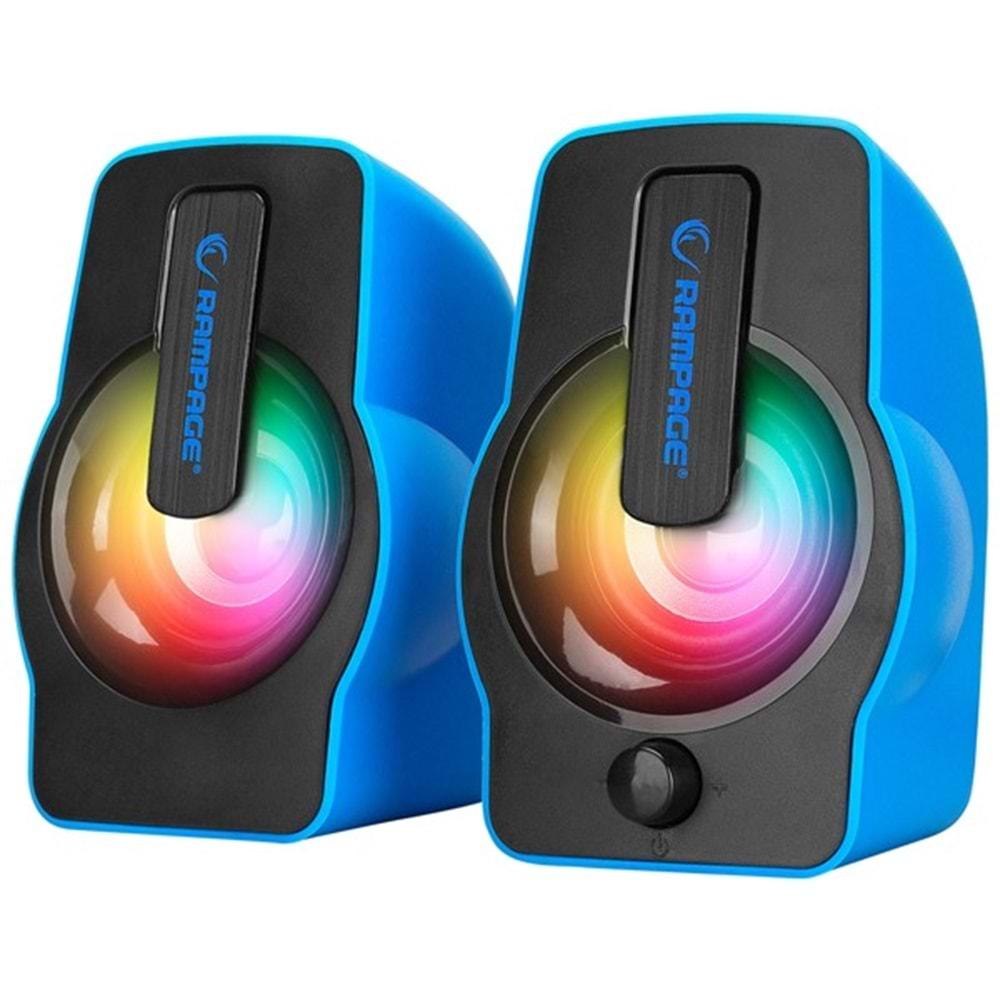 Rampage RMS-G7 FALSETTO 2.0 6 Watt RGB Ledli Mavi Multimedia Gaming USB Speaker