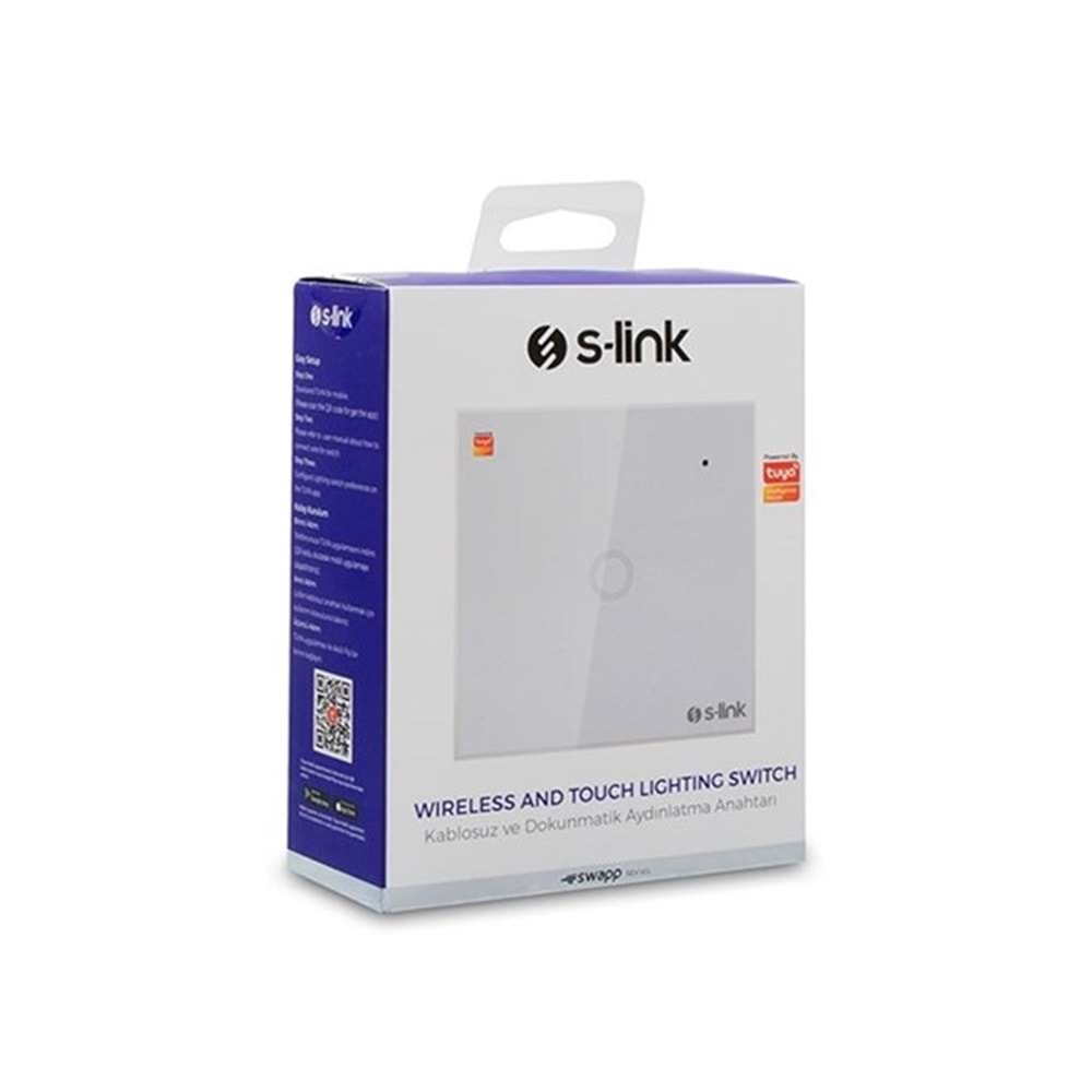 S-Link Swapp SL-EG31 Kablosuz ve Dokunmatik Aydınlatma Anahtarı 1'Li Wifi TUYA Destekli