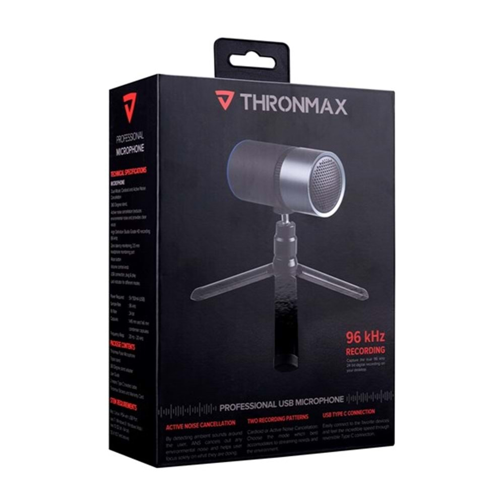 Thronmax M8 PULSE Siyah USB 96Khz 24bit HD Kayıt ANC Youtuber+Streamer Mikrofon