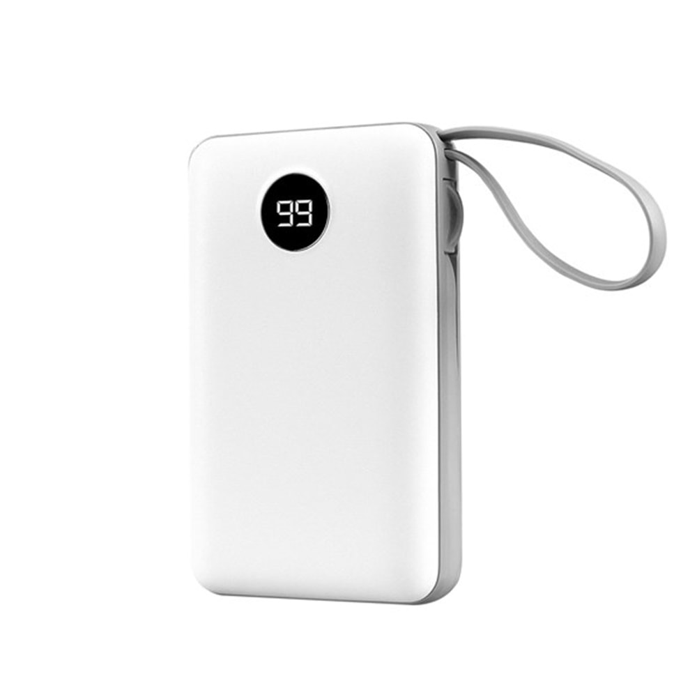 S-link P102 10000mAh PRM 2*USB+Type-C+Micro+Lightning Beyaz LCD Taşınabilir Pil Şarj Cihazı Powerbank