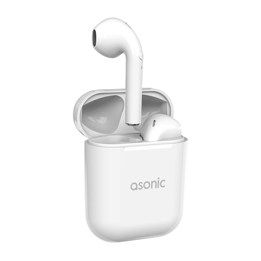 Asonic AS-TWS130 PRM Beyaz Mobil Telefon Uyumlu Bluetooth TWS AirPods Mikrofonlu Kulaklık
