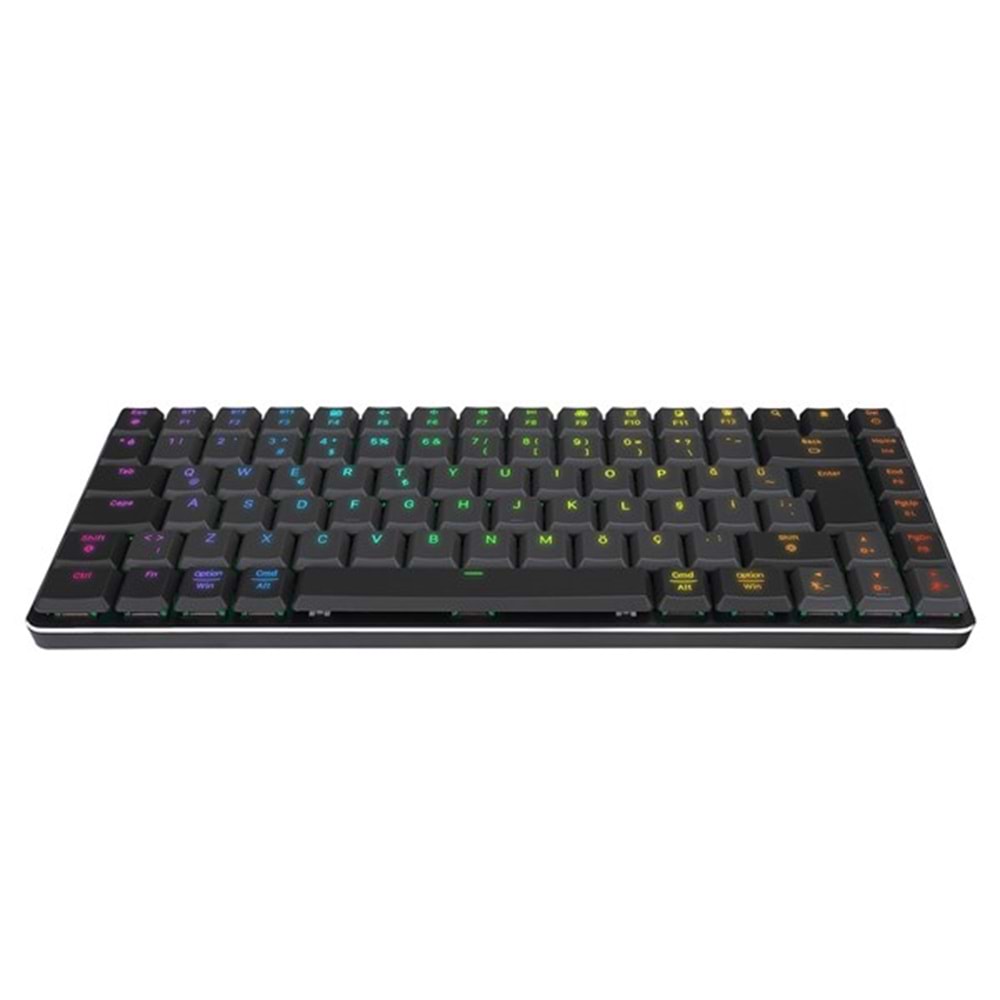 RAMPAGE W-GRANITE Siyah/Gri Low Profile BLUE SWITCH Q RGB Kablosuz+ BT Mekanik Gaming Oyuncu Klavye