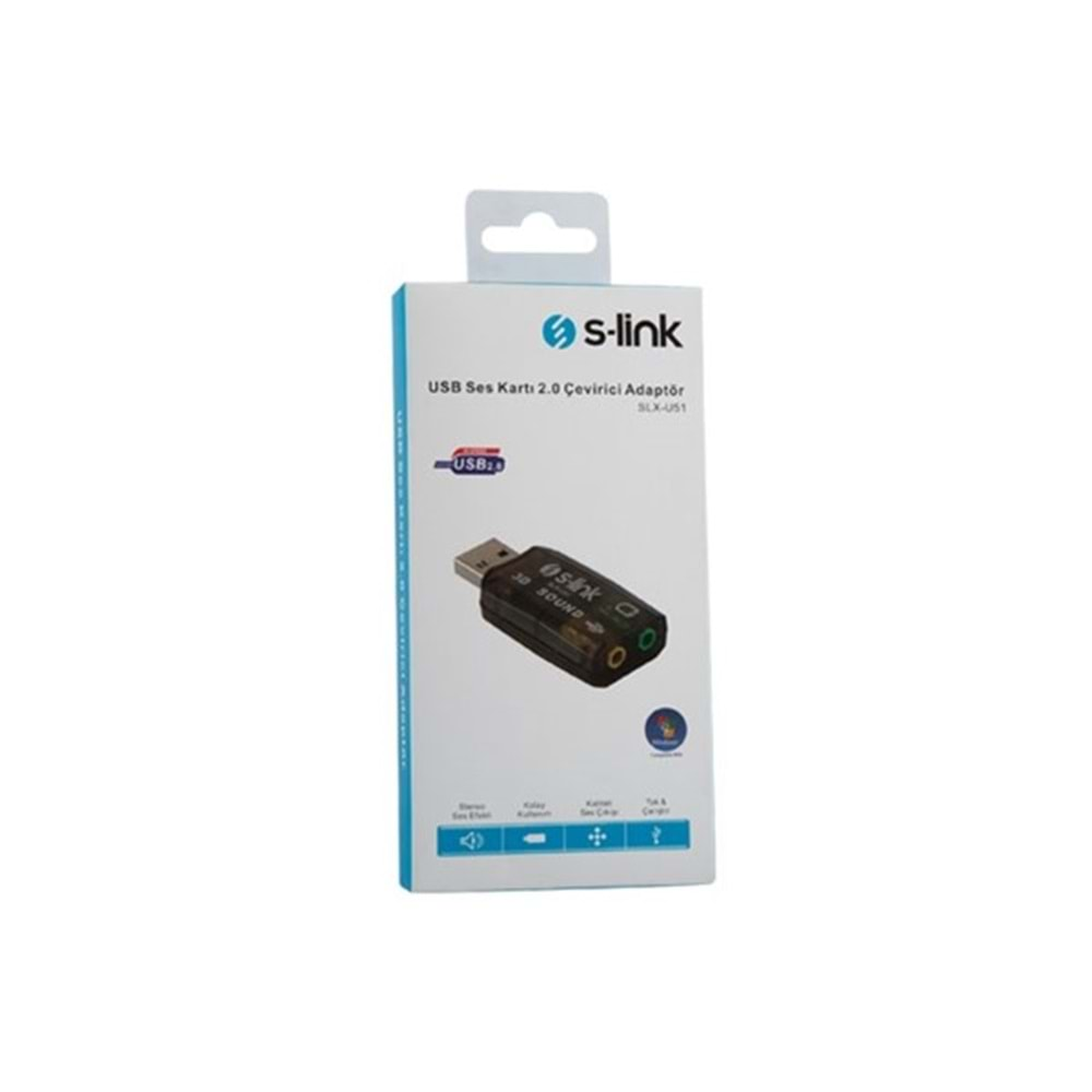 S-link SLX-U51 Usb Ses Kartı 2.0 Çevirici Adaptör