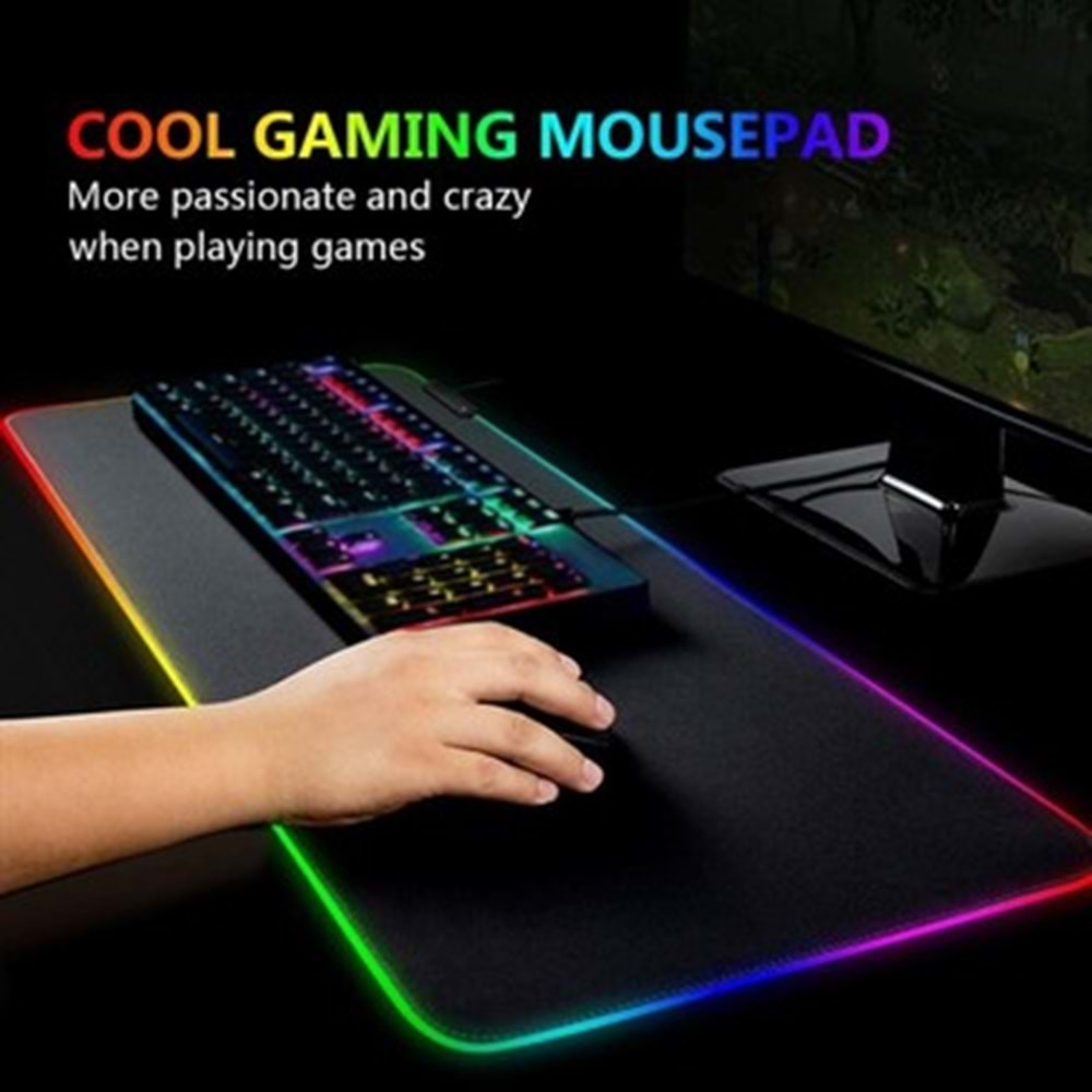 GMS Wt-5 RGB Renkli LED Işık Yumuşak 250x350mm Oyun Mouse Pad