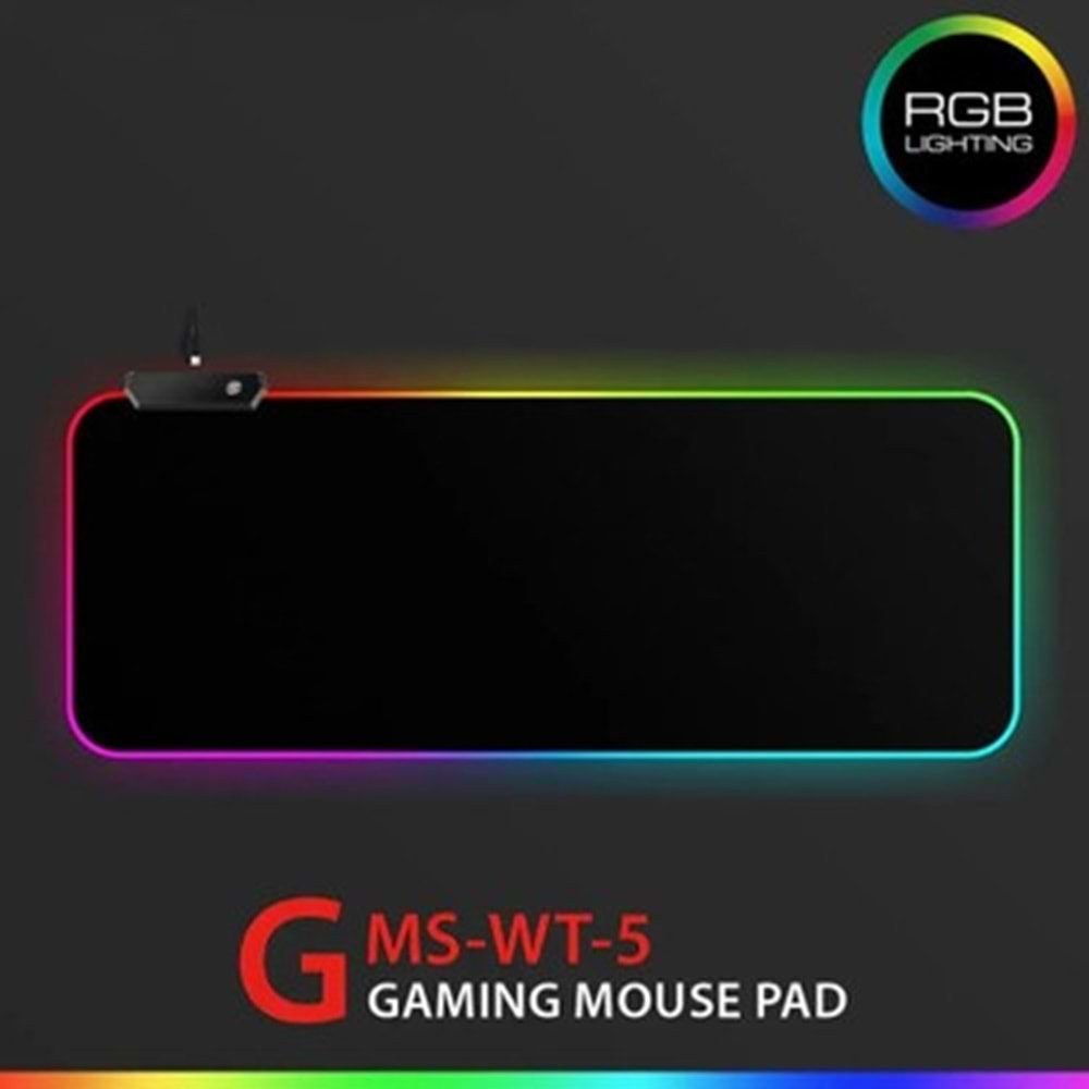 GMS Wt-5 RGB Renkli LED Işık Yumuşak 250x350mm Oyun Mouse Pad