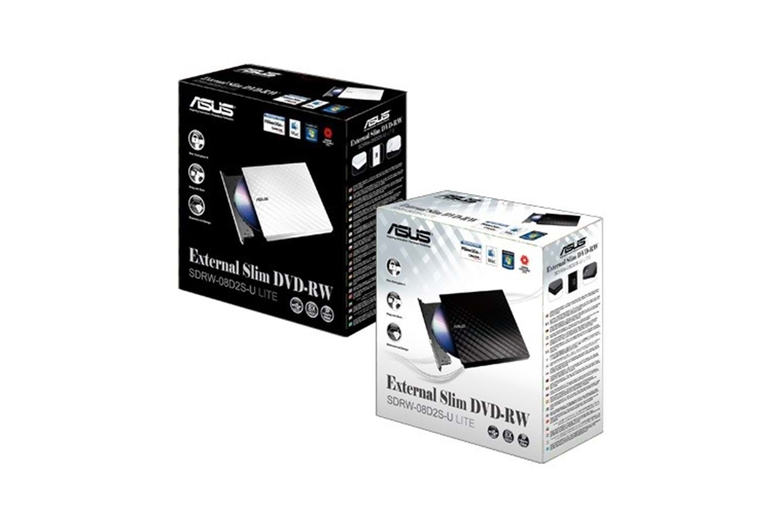 ASUS 8x SDRW-08D2S-U USB 2.0 Slim Harici DVD Yazıcı Beyaz