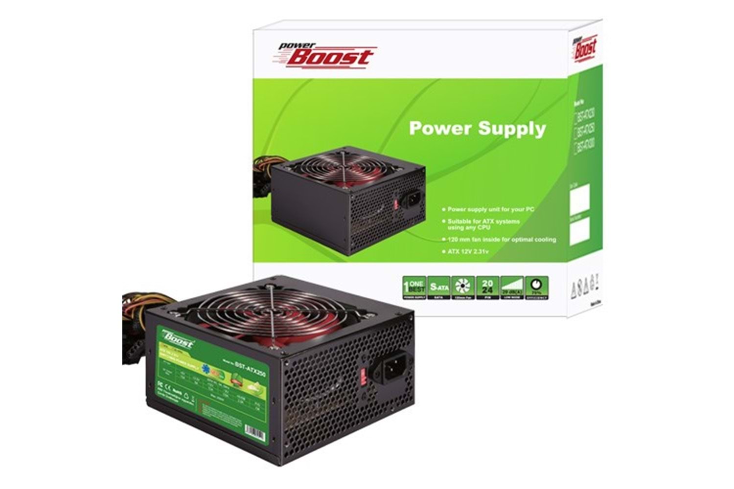 PowerBOOST 250W BST-ATX250R 12cm Fanlı Power Supply