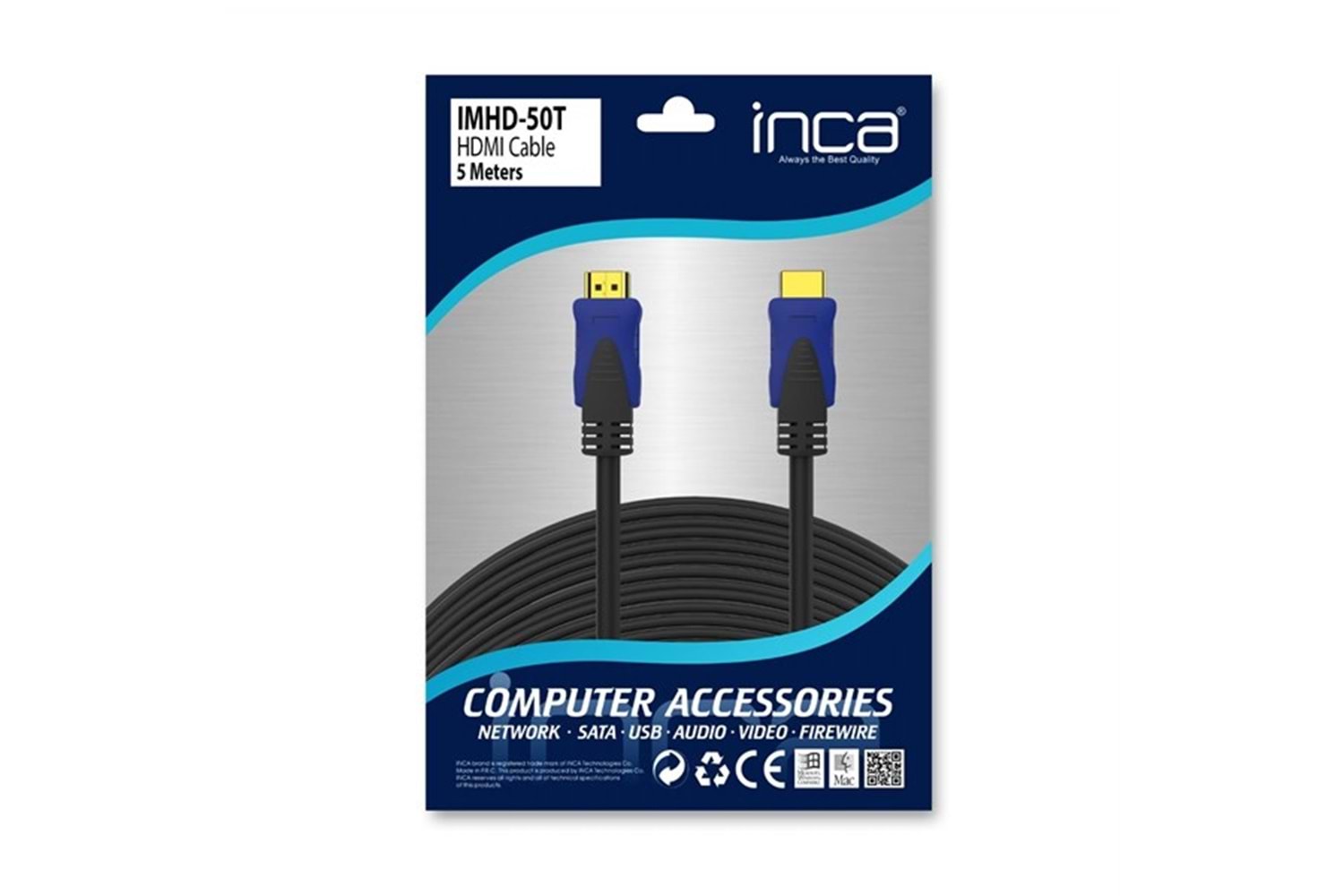 INCA IMHD-50T 5metre HDMI Görüntü Kablosu 3D Gold 1.4v 4K