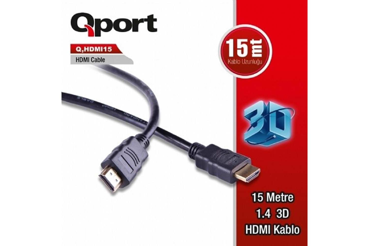 QPORT Q-HDMI15 15metre HDMI Görüntü Kablosu 3D Gold 1.4v