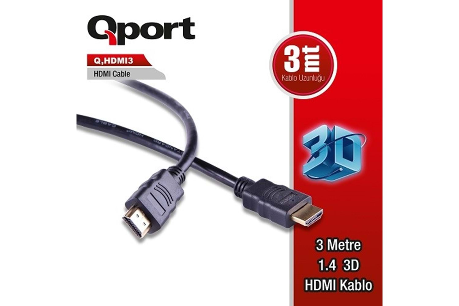 QPORT Q-HDMI3 3metre HDMI Görüntü Kablosu 1.4v