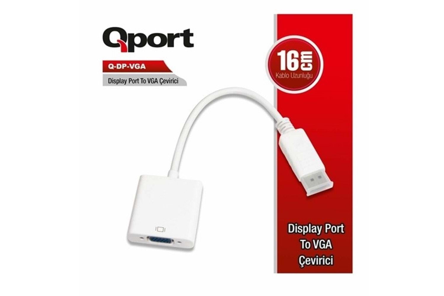 QPORT Q-DP-VGA 0.15metre DP-VGA (D) Görüntü Adaptörü Siyah 1080p