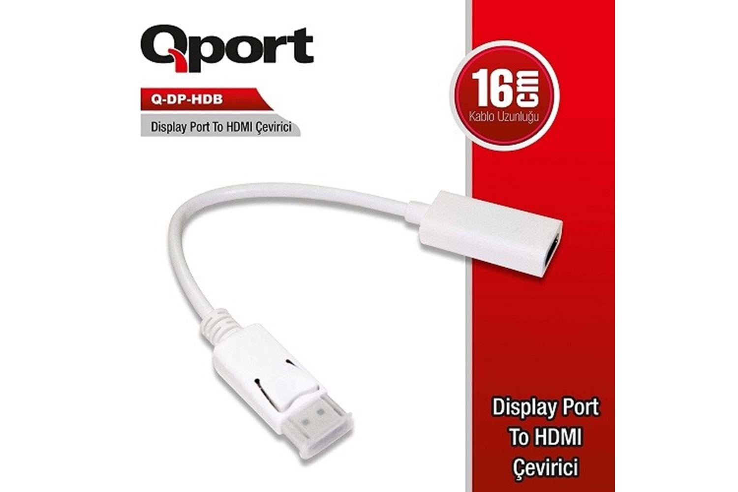 QPORT Q-DP-HDB 0.15metre DP-HDMI Görüntü Adaptörü Beyaz 1080p