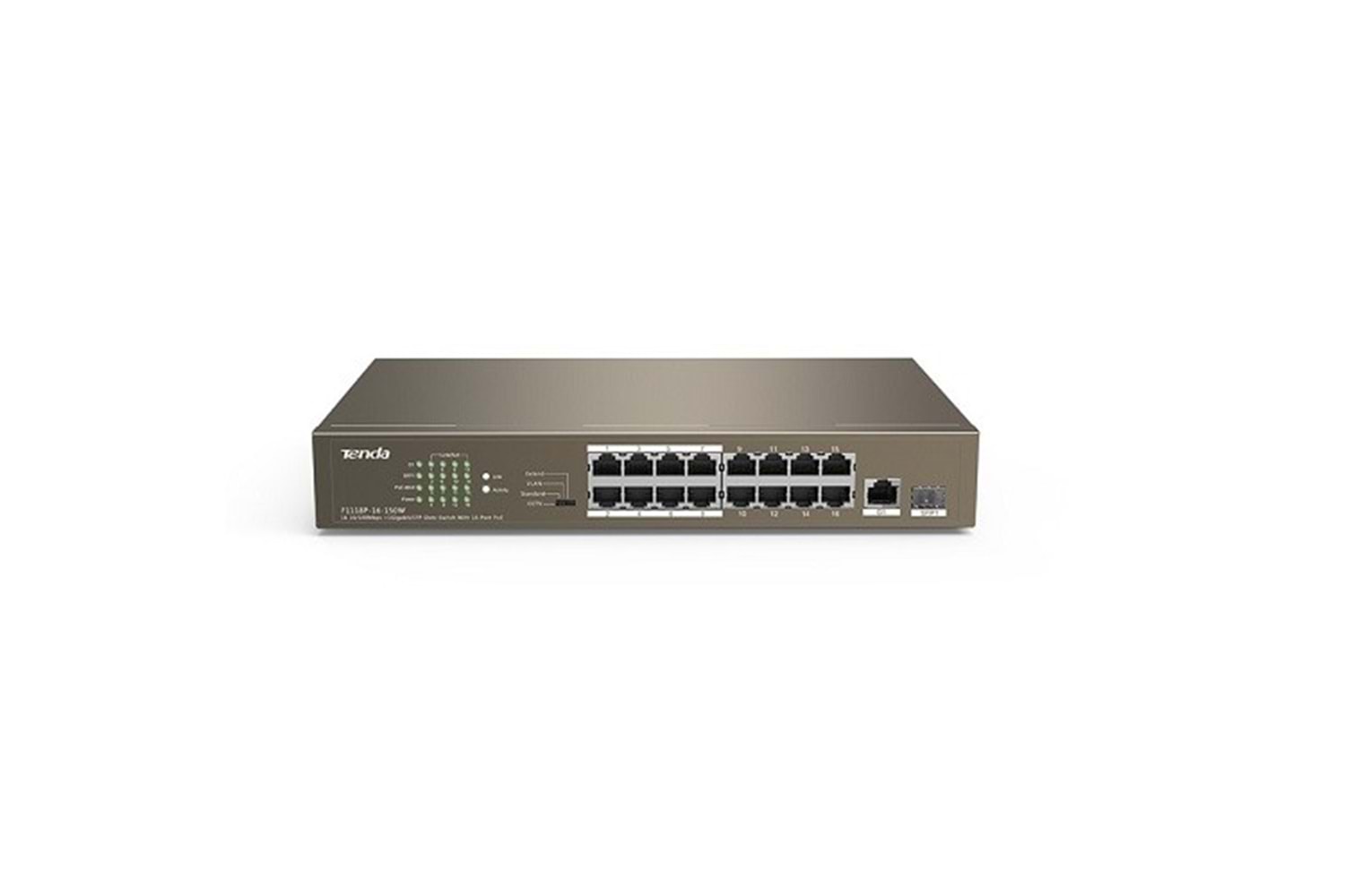 TENDA 16port 150w FULL PoE TEF1118P-16-150W 10/100 1X SFP Yönetilemez Switch