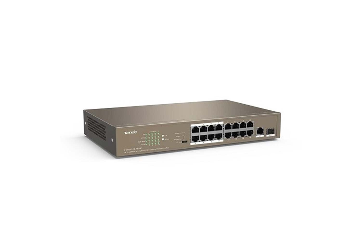 TENDA 16port 150w FULL PoE TEF1118P-16-150W 10/100 1X SFP Yönetilemez Switch