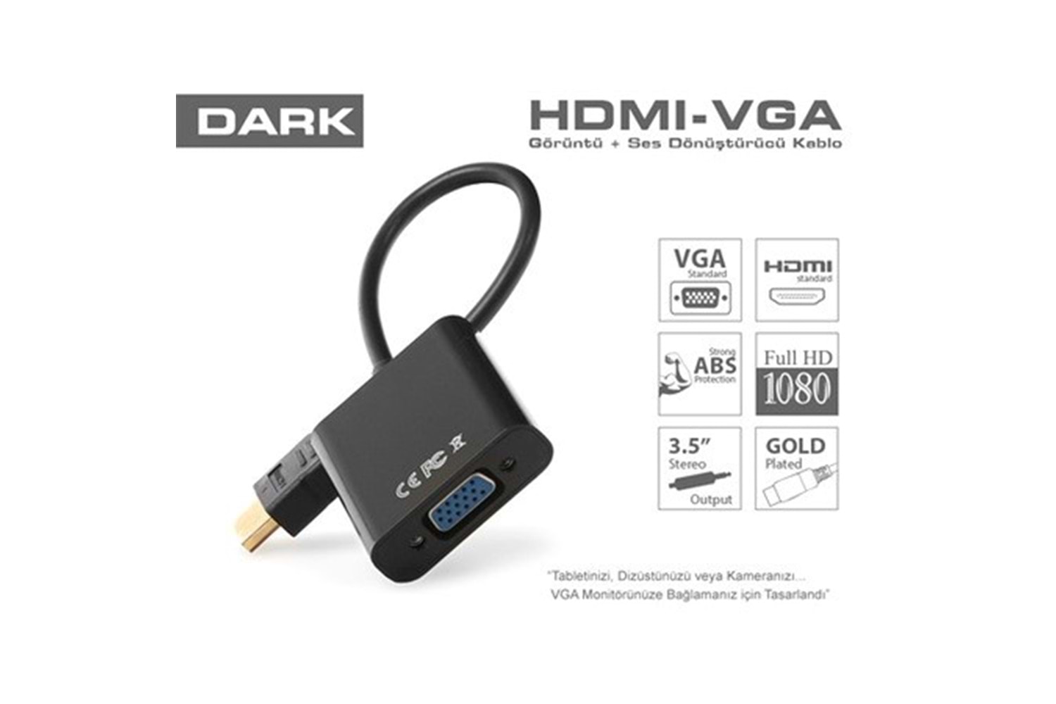 DARK DK-HD-AHDMIXVGA4 0.15metre HDMI-VGA (D) Görüntü Adaptörü Siyah 1080p