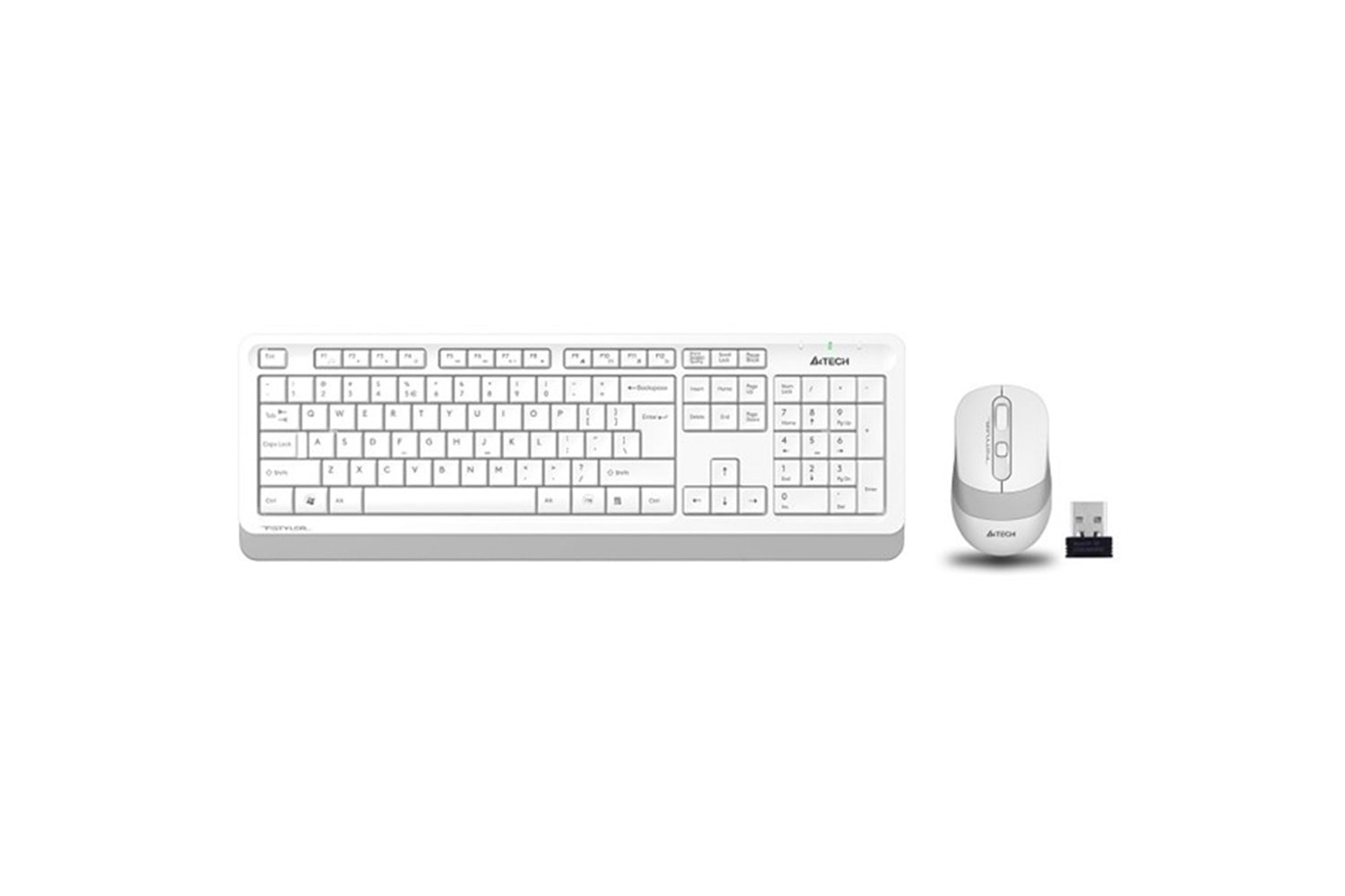 A4 TECH FG1010 Kablosuz Q Trk Optic Mouse Beyaz/Gri Multimedya Klavye - Mouse Set