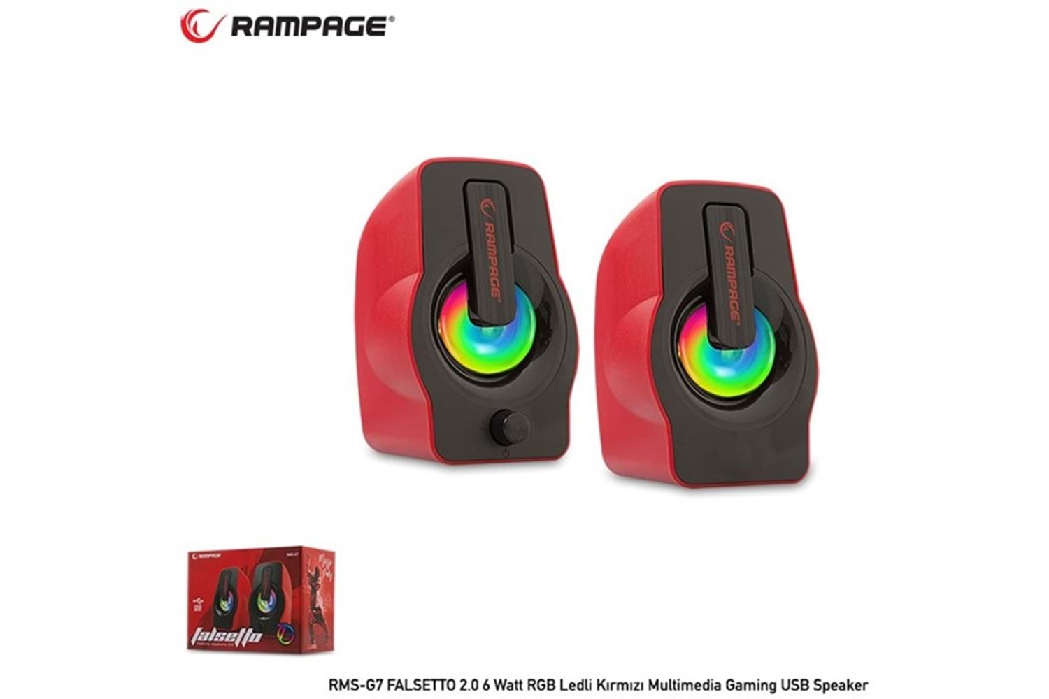 RAMPAGE RMS-G7 Falsetto 1+1 USB Kırmızı 6w Hoparlör RGB Ledli