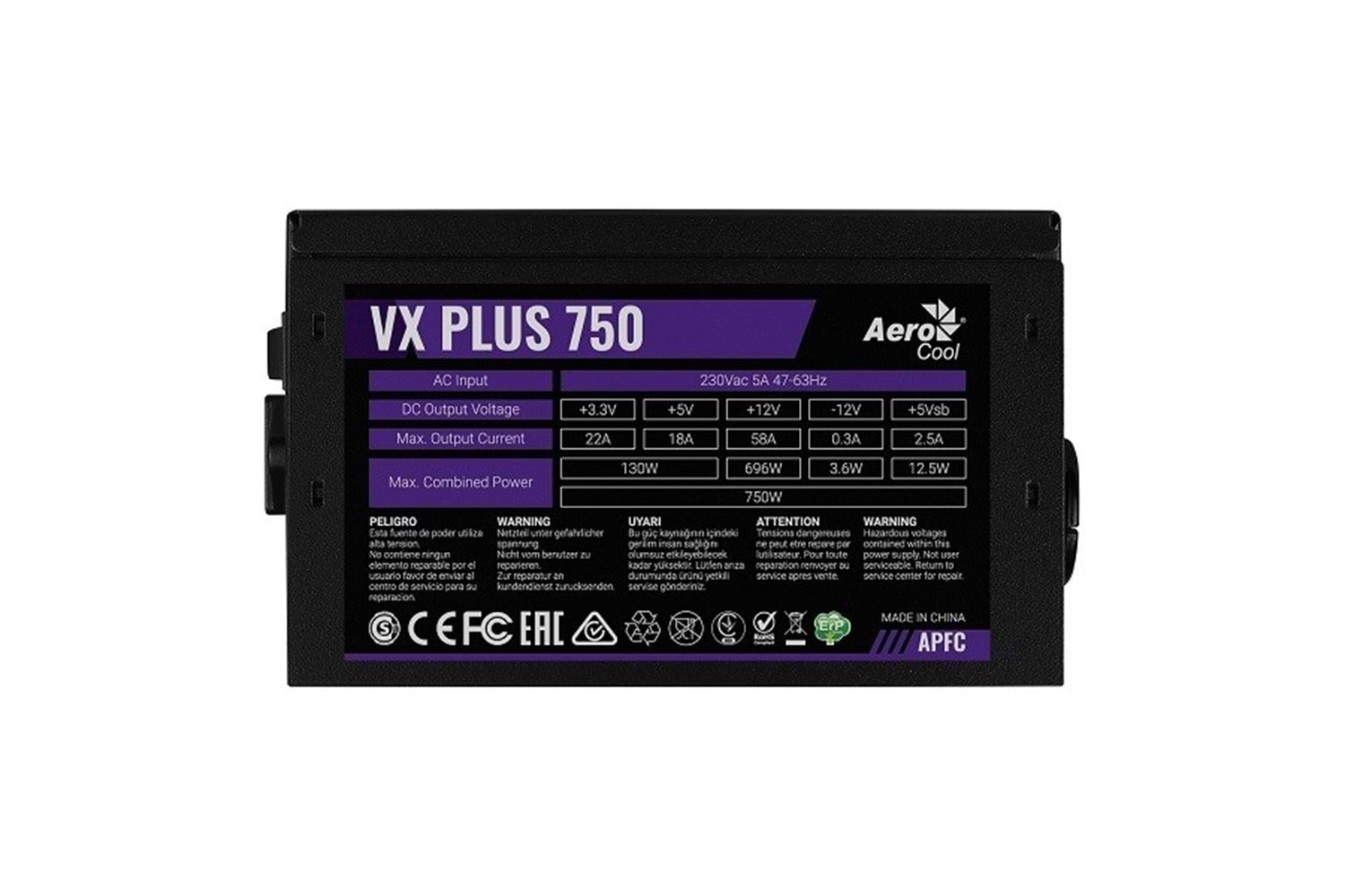 AEROCOOL 750W VX Plus AE-VXP750 12cm Fanlı Power Supply