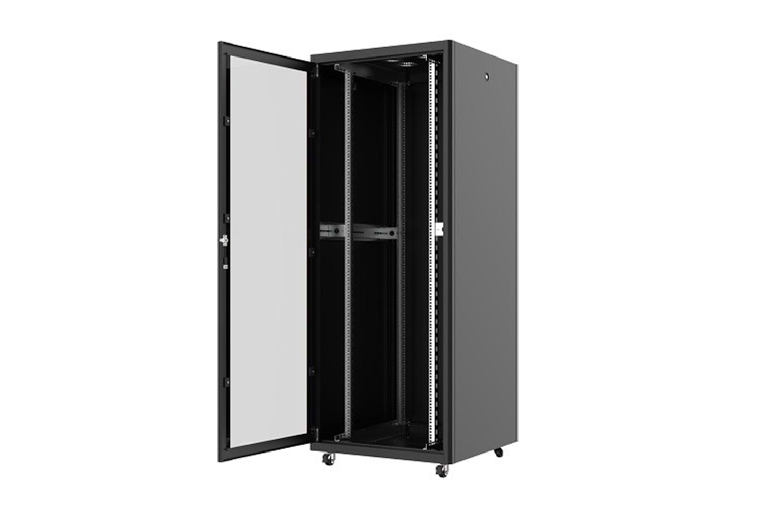 AGER 26U 800x800mm Dikili Tip Siyah Kabinet Vega AG-VB26U8080S1 Cam Kapak