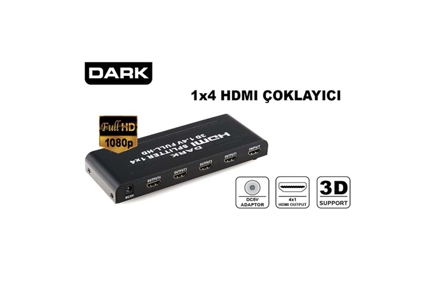 DARK 5port DK-HD-SW4X1K 5port HDMI (giriş) 1port HDMI (çıkış) 4K HDMI Switch