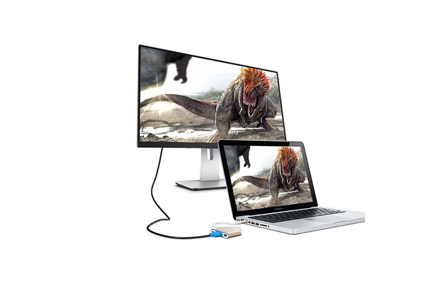 S-LINK SL-USB-C68 0.15metre TYPE-C - HDMI_USB 3.0 Çevirici Adaptör Gold 4K