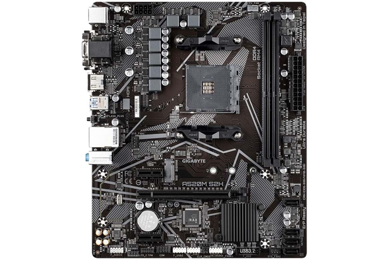 GIGABYTE A520M-S2H DDR4 M2 PCIe NVME HDMI DVI PCIe 16X v4.0 AM4 mATX