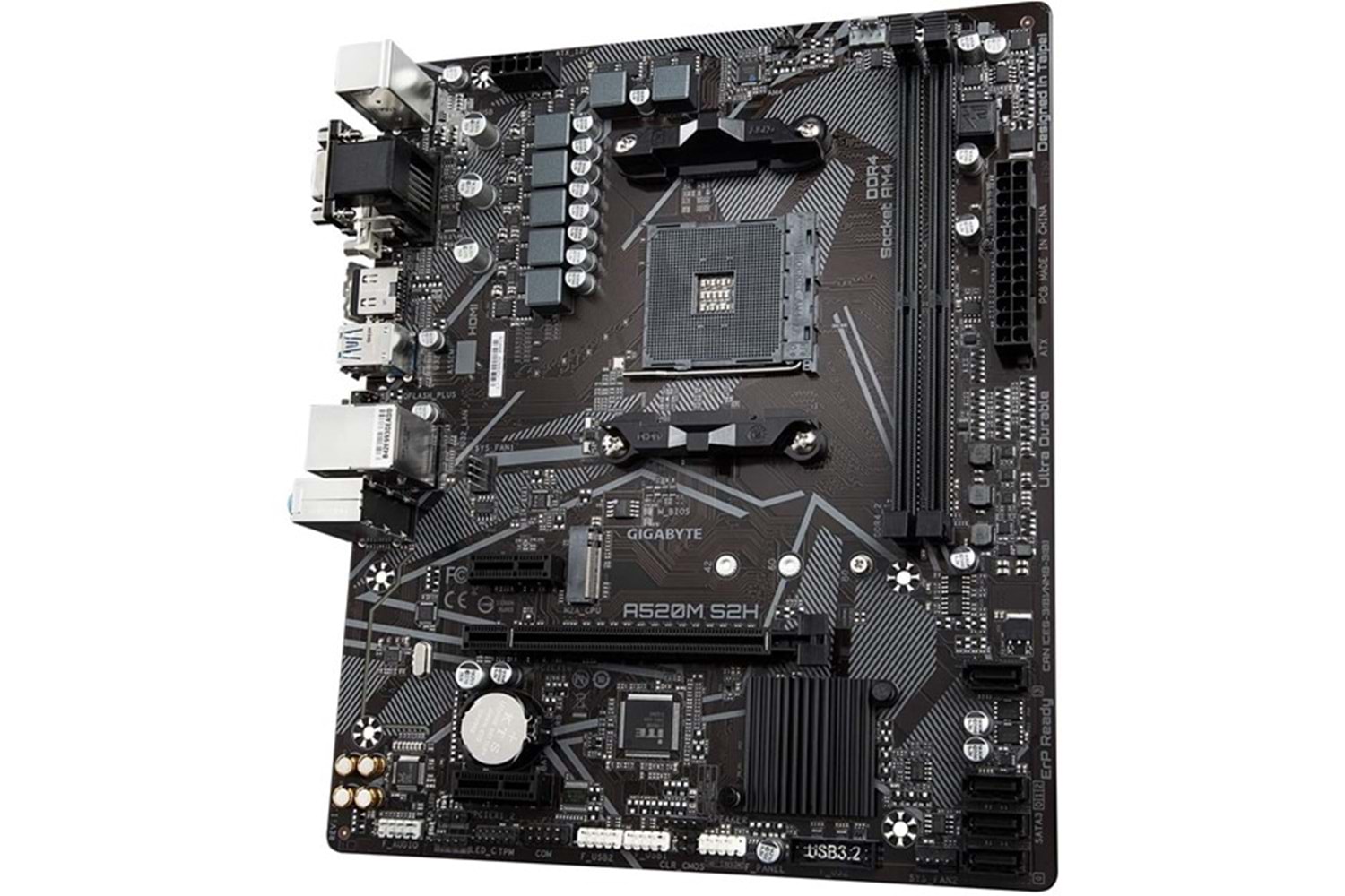 GIGABYTE A520M-S2H DDR4 M2 PCIe NVME HDMI DVI PCIe 16X v4.0 AM4 mATX