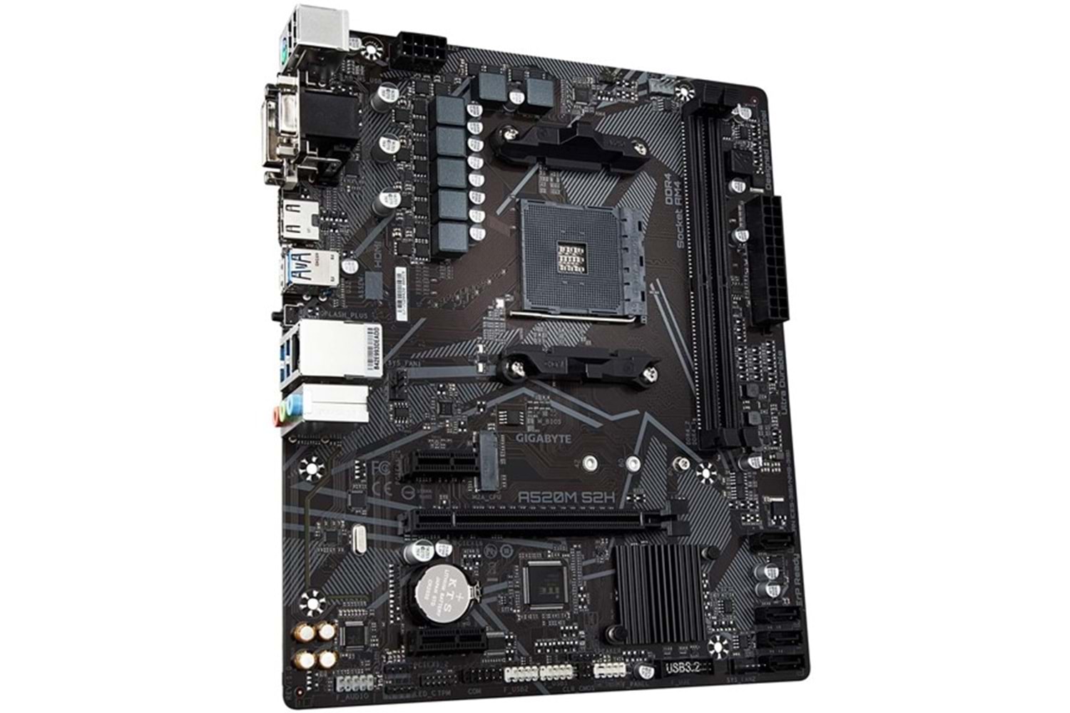 GIGABYTE A520M-S2H DDR4 M2 PCIe NVME HDMI DVI PCIe 16X v4.0 AM4 mATX